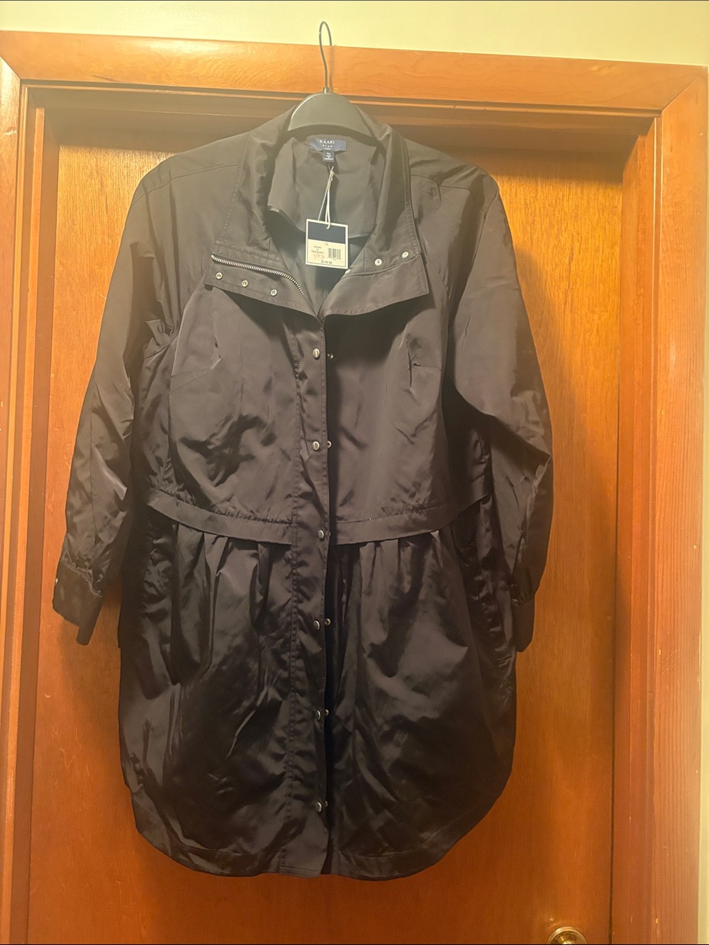 KAARI BLUE Women's Black Packable Trench Coat - Plus Size